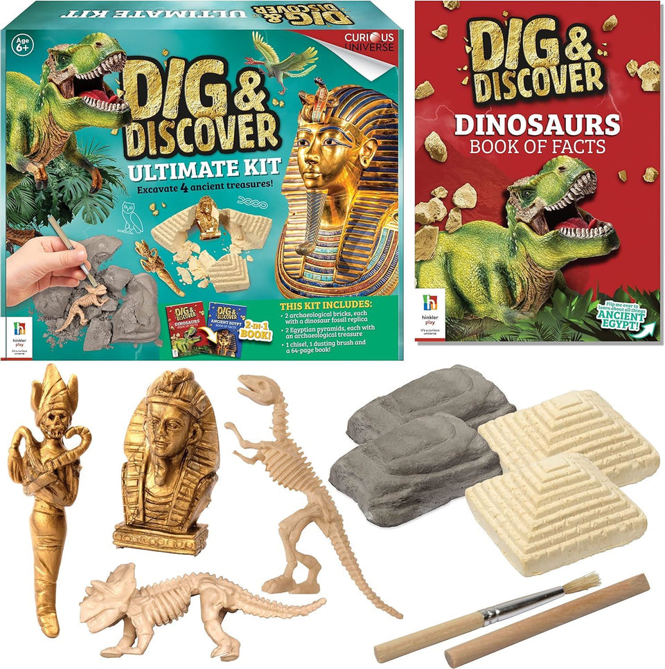 Hinkler Dig & Discover Ultimate Kit - DIY Science and Geology for Kids - Uncover Treasure and Fossils - Ancient History for Kids - STEM Skills for Kids Aged 8 to 14 - Archaeology Basics