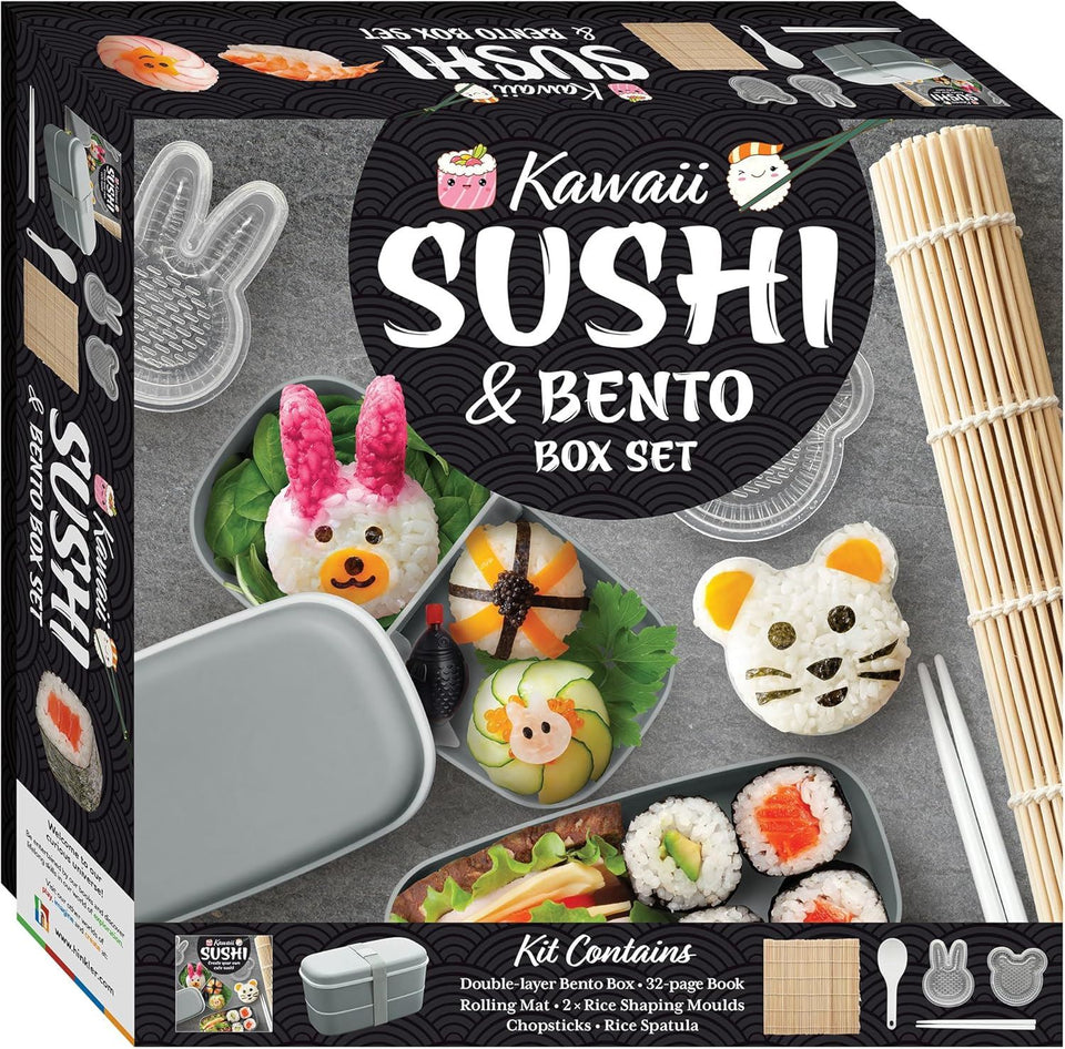 Hinkler: Kawaii Sushi & Bento Box Set - Learn to Make Cute Sushi, Japanese Cooking Kit, with Utensils, Rolling Mat, Rice Molds & More