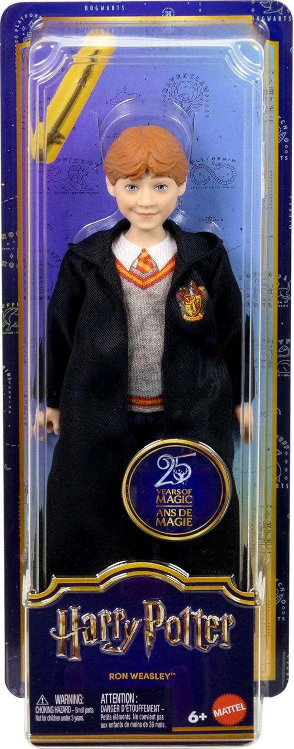 Mattel Harry Potter Toys, Ron Weasley Fashion Doll in Removable Signature Hogwarts Uniform with Wand Accessory, Inspired by The Movie