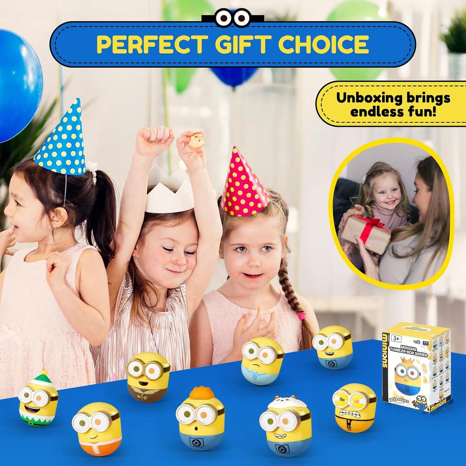Minions Blind Box Figures, Mini Wobbler Toy Action Figures for Home Decor Desk Accessories, Despicable Me Collectible Toys for Adults & Kids Ages 3+, Tumbler Bob Series