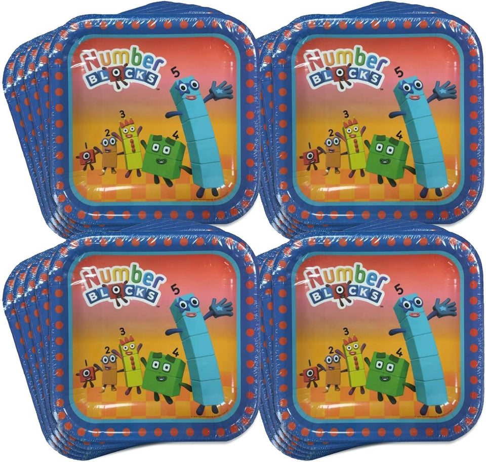 Mighty Mojo Numberblocks Party Plates, 20 Count 9-Inch Disposable Plates for Kids Birthday Parties, Lunches, Desserts, and Celebrations