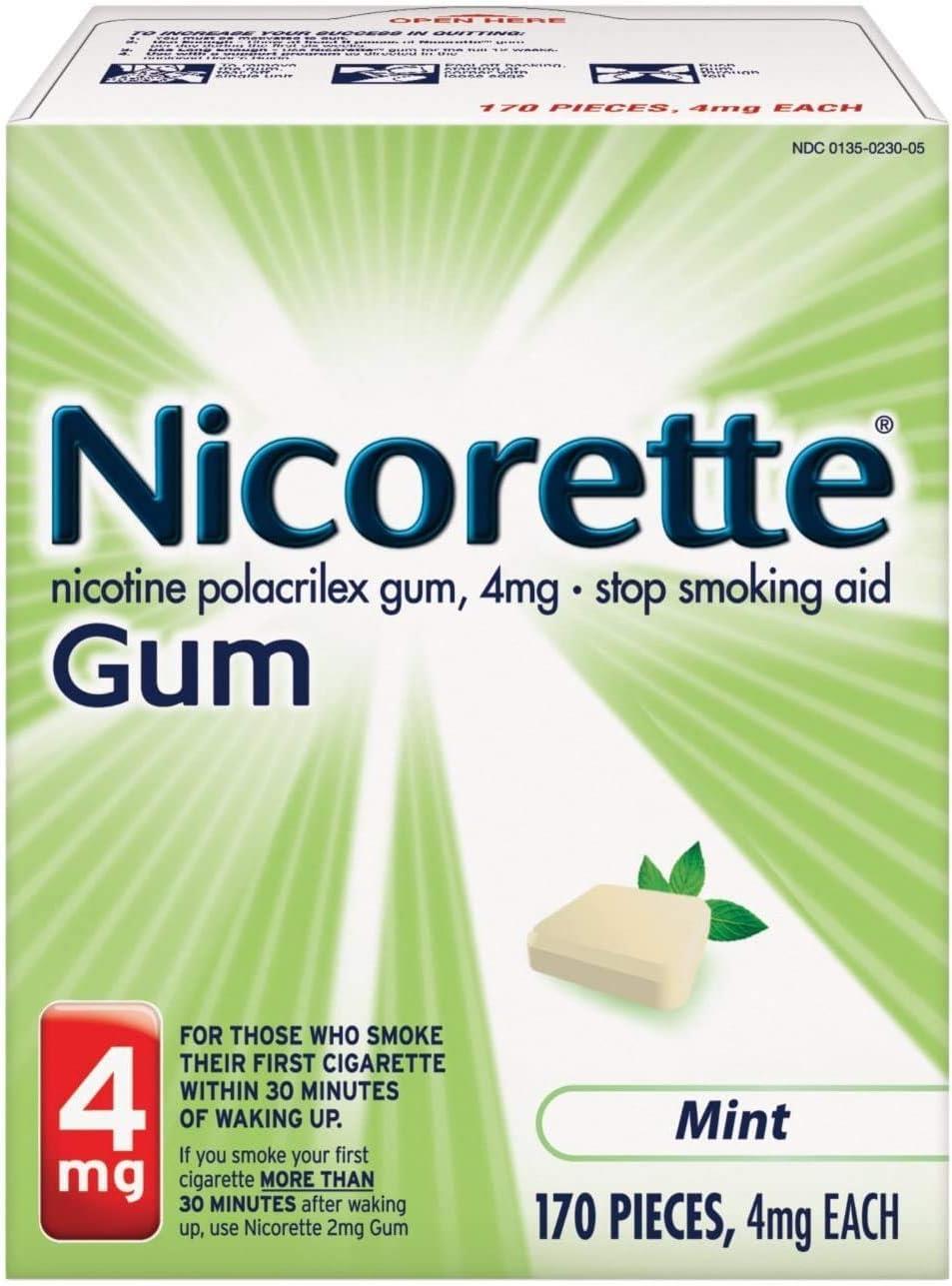 Nicorette Nicotine Gum Mint 4mg 170ct