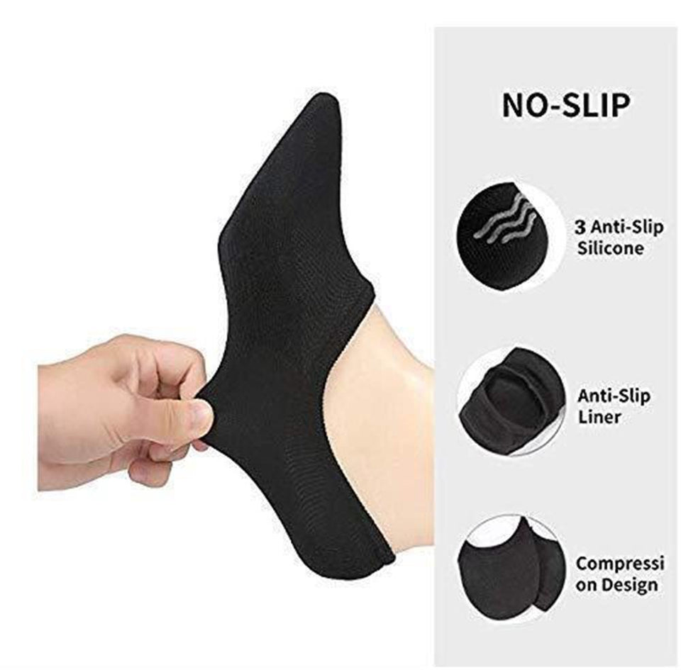 Steven's Socks Stevens Socks Low Cut Invisible Mens 7-12 Women 8.5-13.5 Unisex Anti-Slip Low-Cut No Show White 6PK Solid