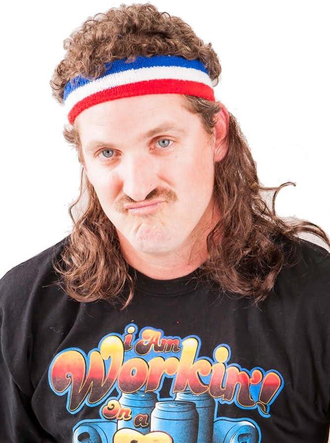 The Bobcat Funny Costume Headband with Mullet Wig, One Size