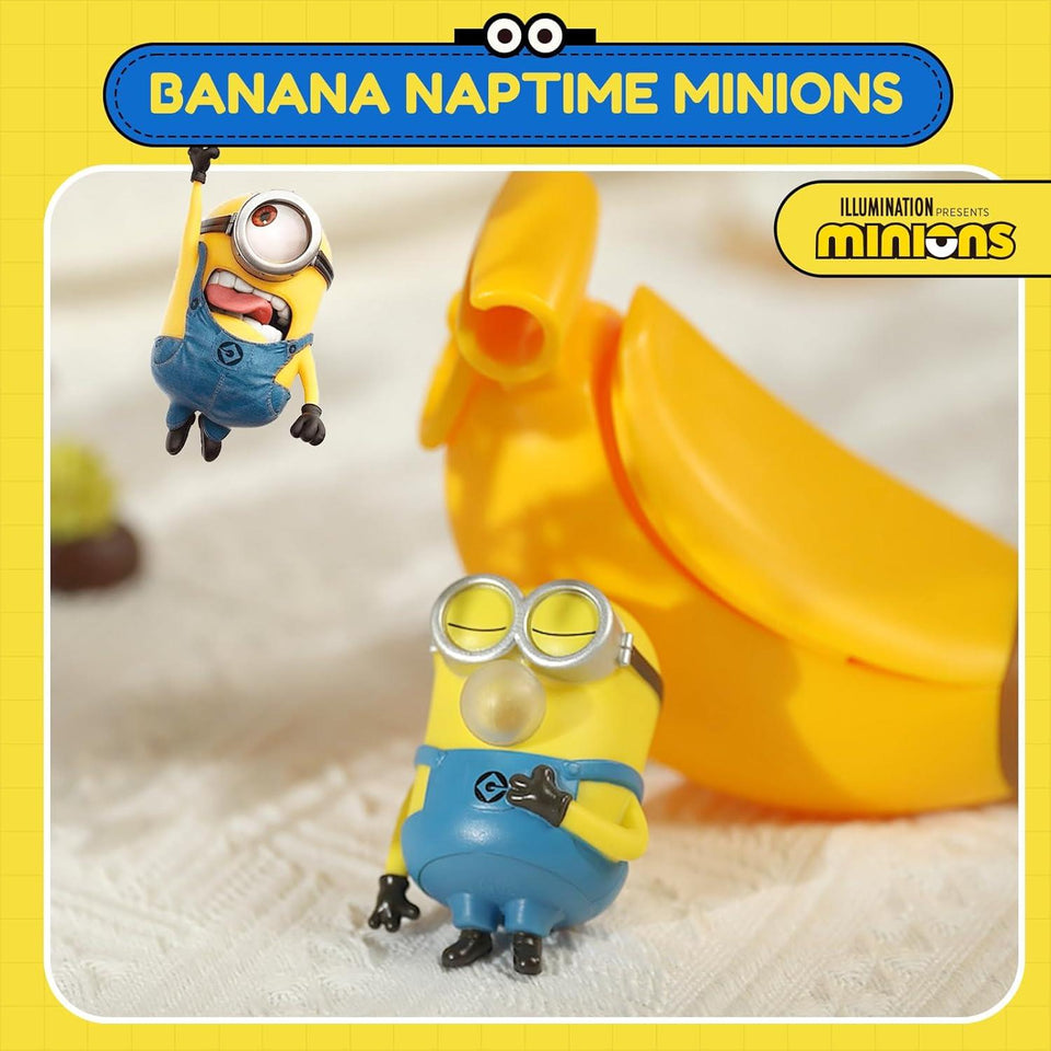 Minions Blind Box Figures, Banana Rocking Sleeping Bag, Keychain Stress Relief, Squishy Stress Toys for All Ages, 1 Pack