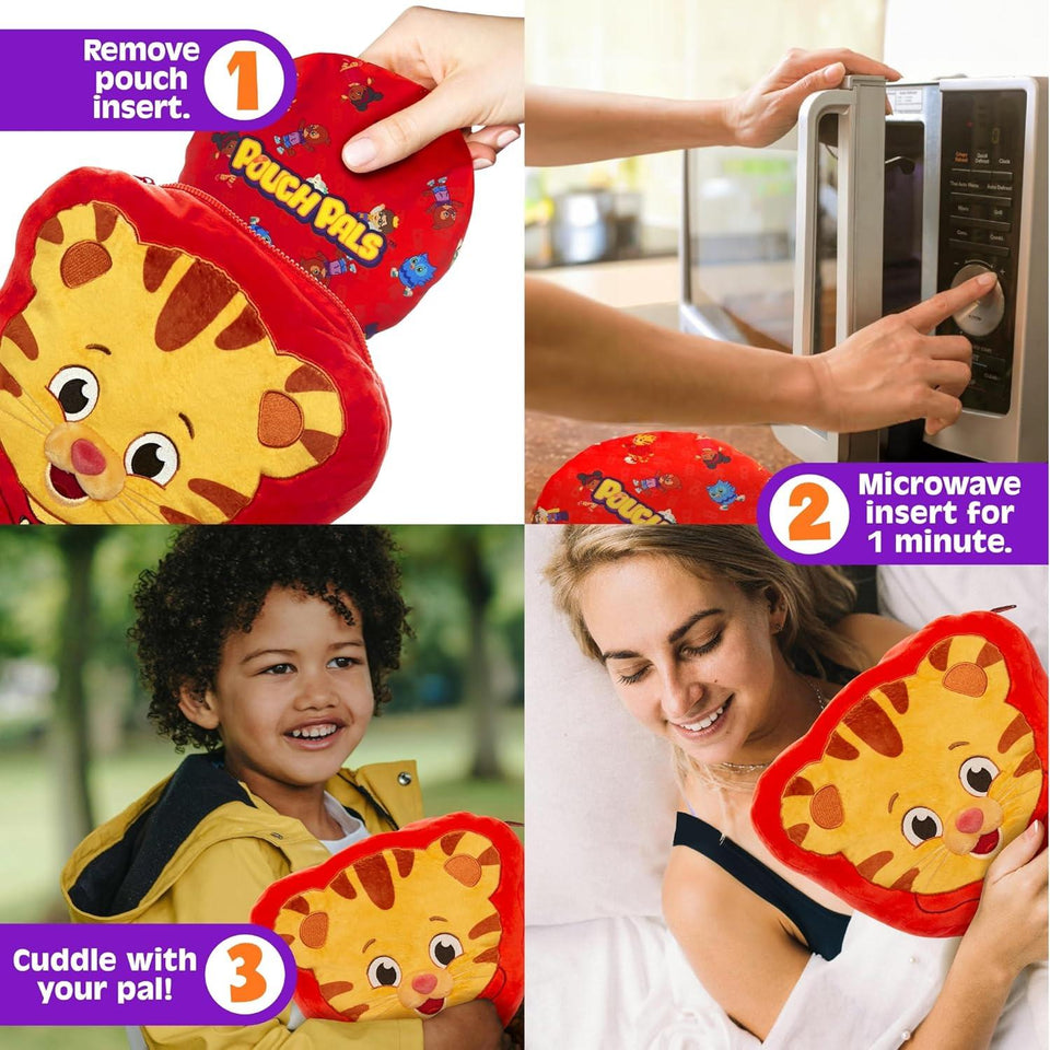 Daniel Tiger Pouch Pal - Heatable & Cooling Plush Pillow with All-Natural Seed Pouch | Comfort for Toddlers | Soft Plush, Cute, Huggable, Easy to Clean, & Helps with Discomfort, Stress, and Anxiety
