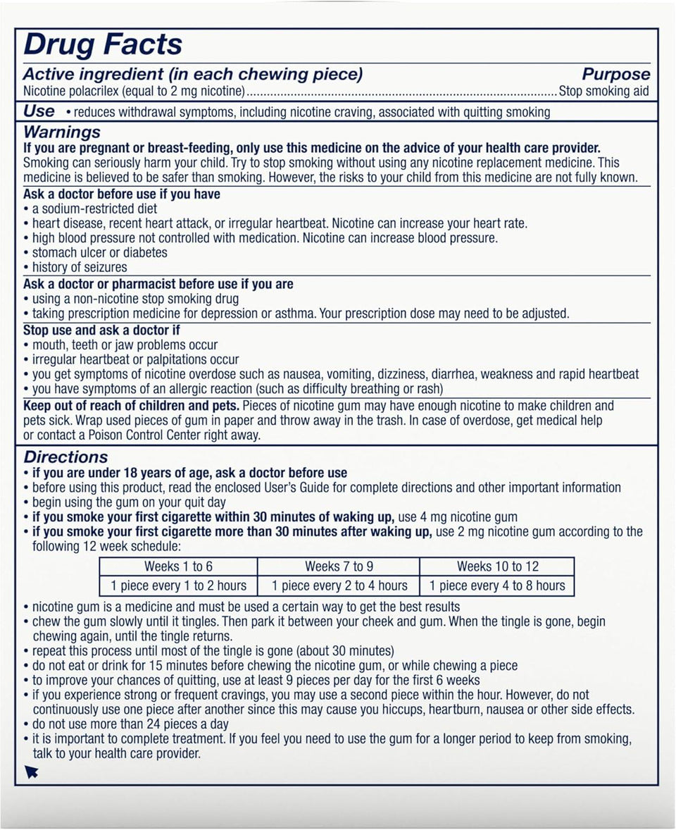 Nicorette Nicotine Gum Mint 2mg 170ct