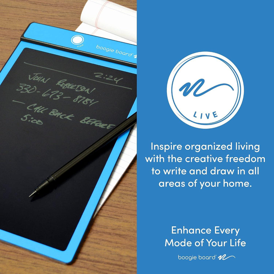 Boogie Board Basics Reusable Writing Pad - Digital Drawing Tablet, LCD Writing Pad with Instant Erase and Stylus Pen - Perfect for Writing, Drawing, and Note-Taking (CYAN)