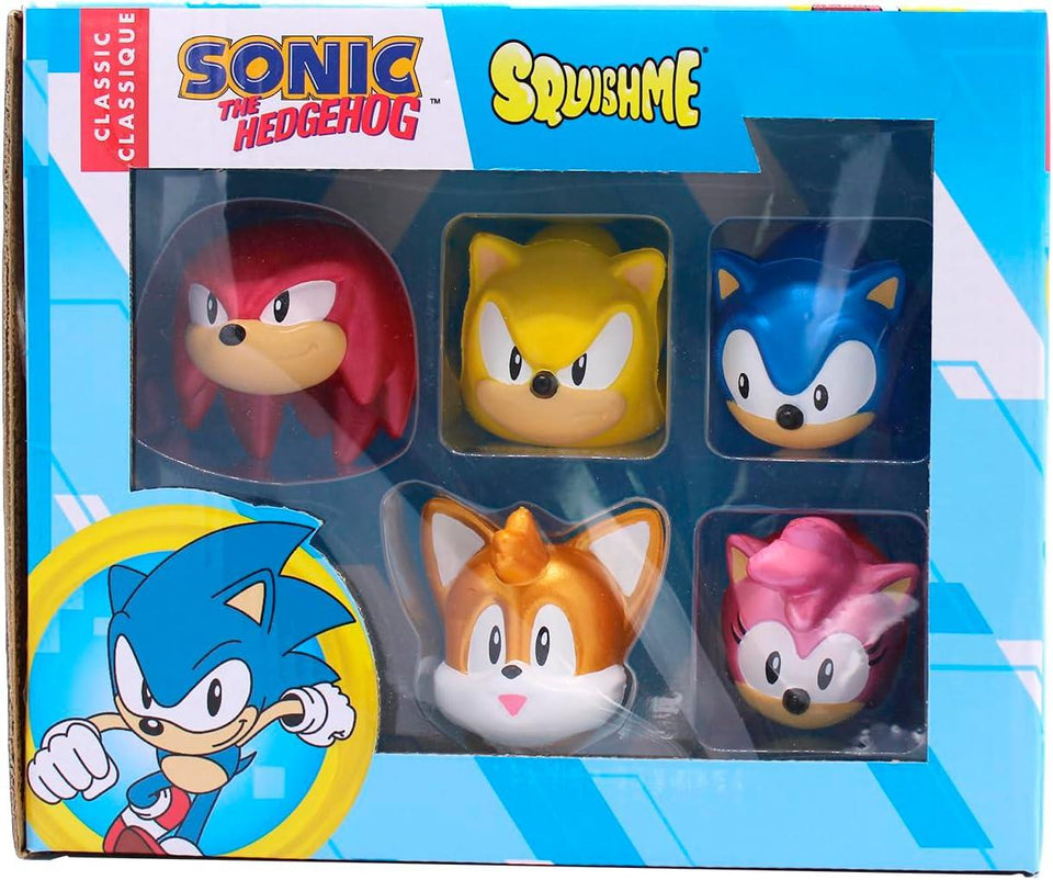 Sonic The Hedgehog SquishMe Series 1 Collectors Box 6-Pack: Stress Relief Toy, Party Favor & Fidget Toys for Kids - Entire Series 1 Set w/Sonic Figures, and Squishies