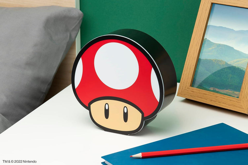 Super Mario Brothers Officially Licensed Mushroom Icon Box Light Gaming or Kids Room Decor for Mario Bros Movie Fans, Gamer Night Light Accessory Gift | Paladone