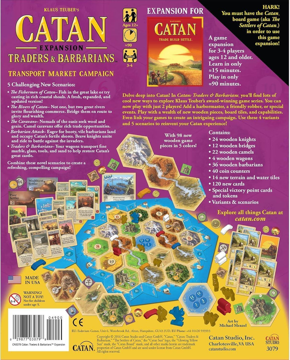 CATAN Traders & Barbarians Board Game Expansion - Customize Your Asmodee CATAN Experience, Strategy Game, Family Game for Kids and Adults, Ages 12+, 3-4 Players, 90 Minute Playtime | Customize Your Asmodee CATAN Experience, Strategy Game, Family Game for