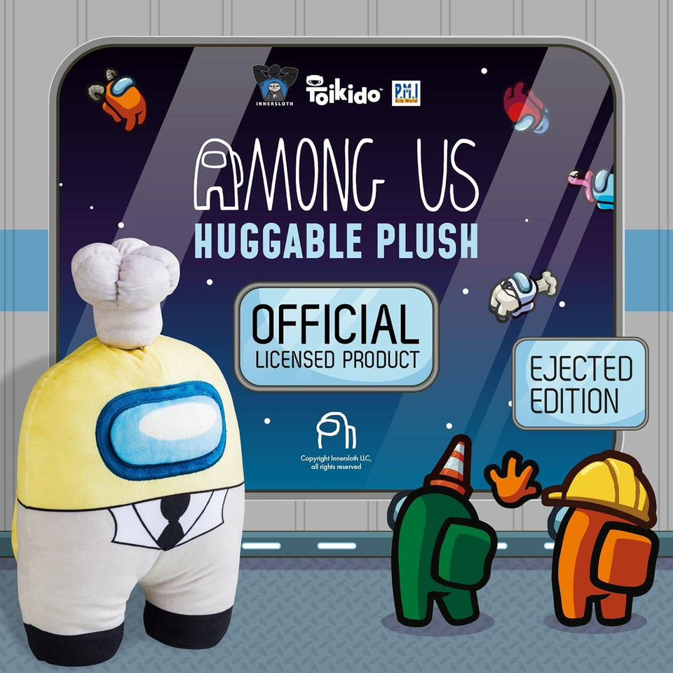 P.M.I. Among Us Plush Buddies Doll | Yellow Crewmate with Chef Hat - 8 Inches