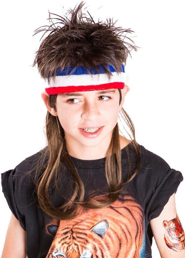 The Bobcat Funny Costume Headband with Mullet Wig, One Size