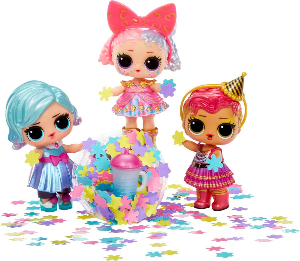 LOL Surprise Big Party With 4 Collectible Dolls, 40+ Surprises, 100 Value, 6 Unboxing Experiences, Fashions, Sand, Gel Crush, Shell Smash, Fluff, Party Confetti, Crunch Beads, Gift for Girls