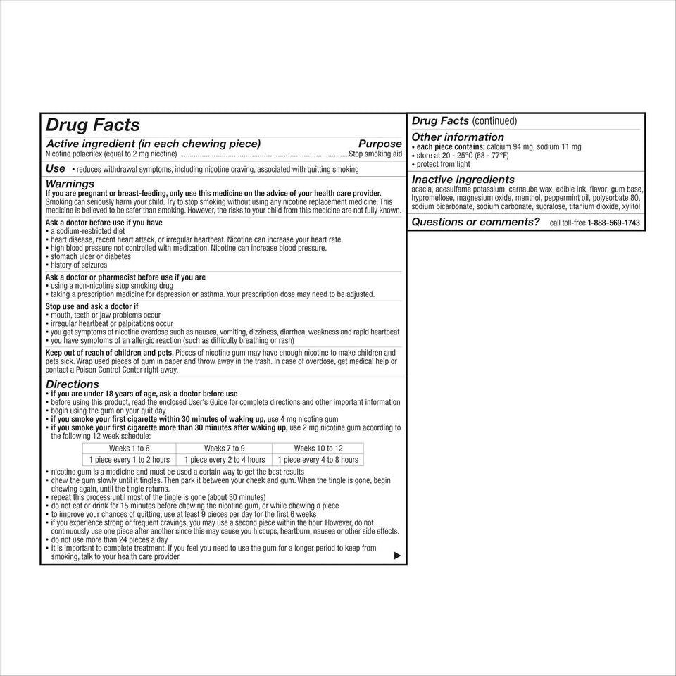 Nicorette Nicotine Gum Fruit Chill 2mg 160ct