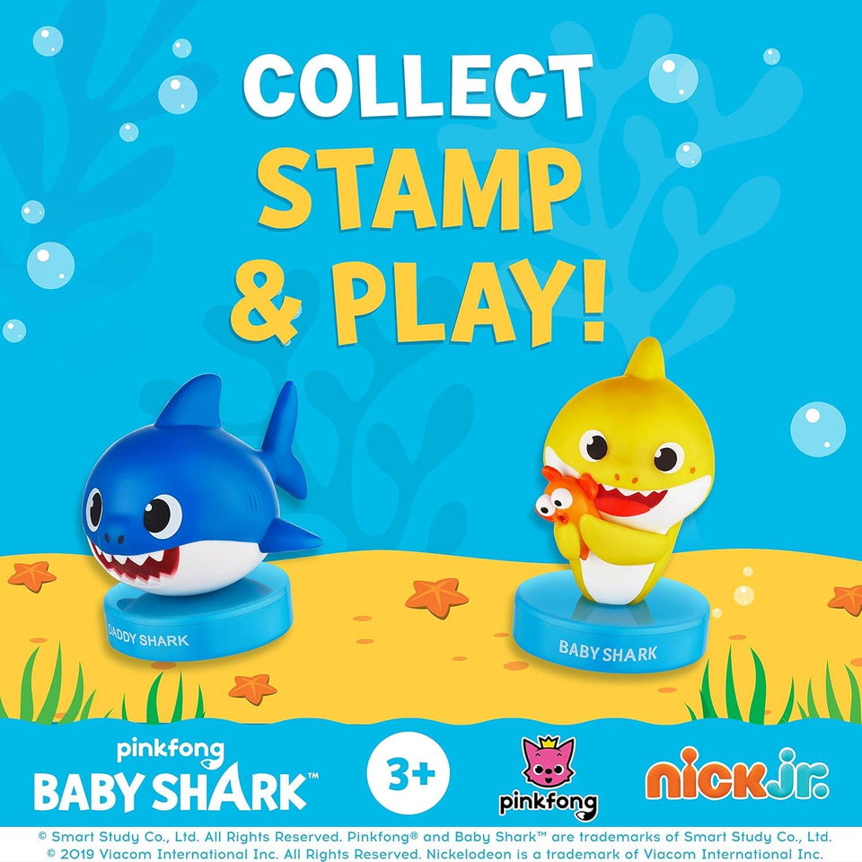 Baby Shark Coin Purse Set – Set of 3 Baby Shark Plush Toys, Including Baby, Grandma, & Grandpa Shark – Washable Polyester with Zipper – Party Favors and Gifts by PMI, 6.2 in., 3 Pack, Ages 2+