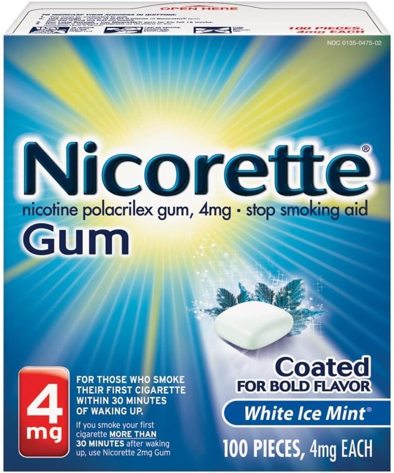 Nicorette Nicotine Gum White Ice Mint 4mg 100ct