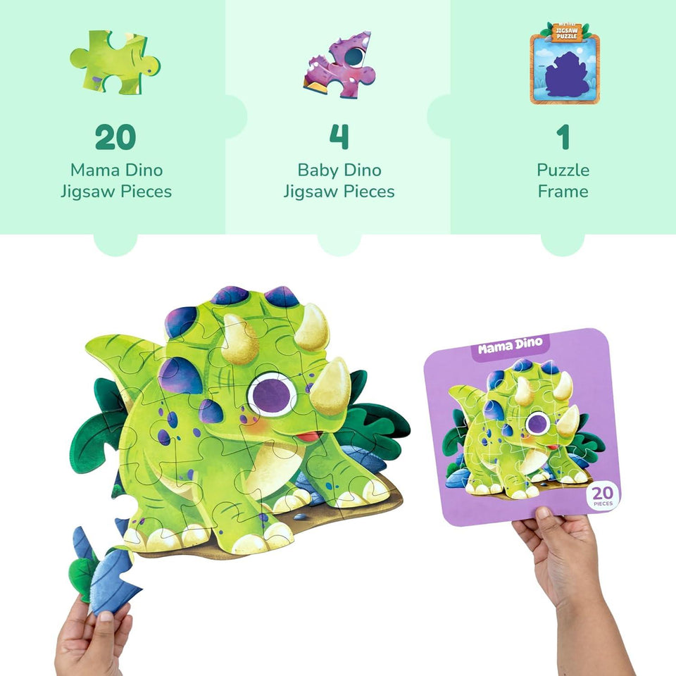 LoveDabble Dinosaur Puzzles for Kids - My First Jigsaw Puzzle - Mama & Baby Dino | Puzzles for Kids Ages 2-4 | Animal Puzzles for Toddlers and Kids