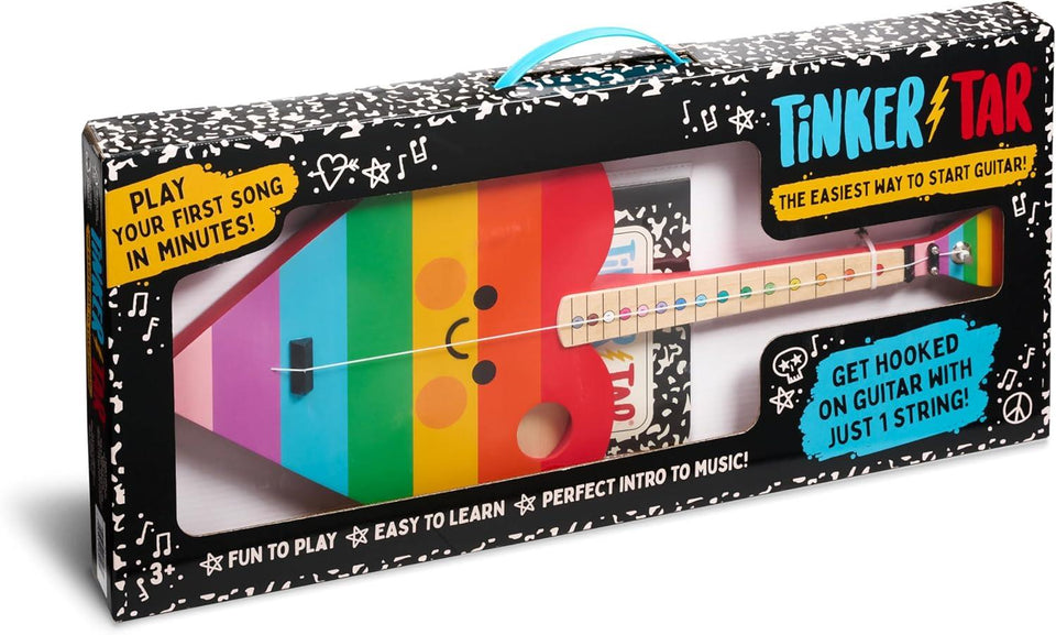 TinkerTar - Rainbow Heart - The Easiest Way to Start and Learn Guitar - Premium Wood Construction - 1 Stringed Toy Instrument for Kids Perfect Intro to Music for Ages 3 and up - from Buffalo Games
