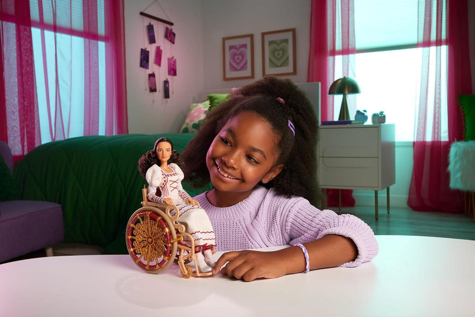 Mattel Universal Wicked Nessarose Fashion Doll & Accessories, Including Wheelchair, with Brown Curly Hair, Poseable & Removable Ballroom Look | Wheelchair Included, Poseable, Removable Ballroom Look, Accessories Included