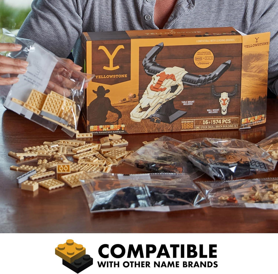 Brickcraft Yellowstone Cow Skull 563pc Building Set – Officially Licensed