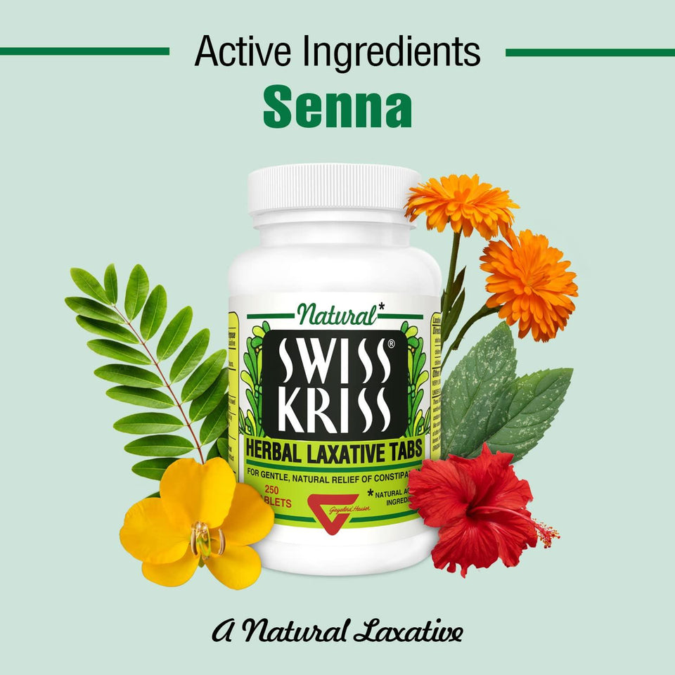 Swiss Kriss Herbal Laxative Natural Laxative for Constipation Relief 250 Tablets