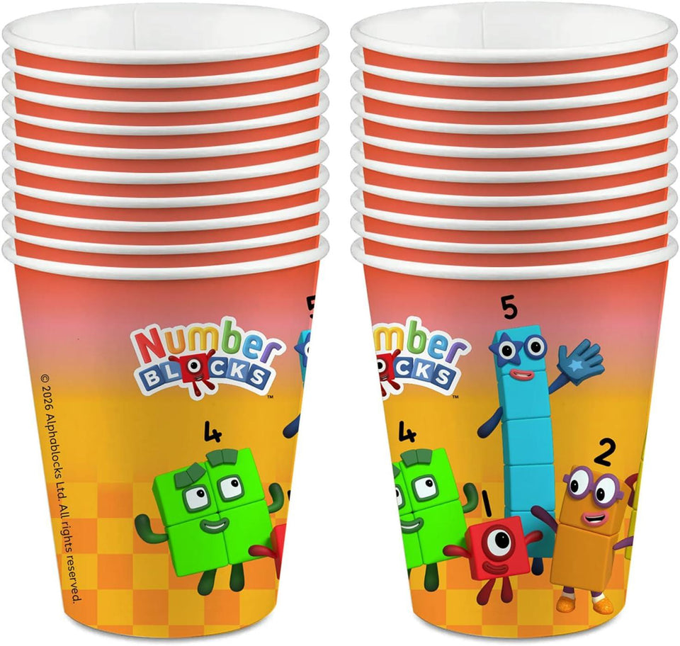 Mighty Mojo Numberblocks Party Cups, 20 Count Disposable Cups for Kids Birthday Parties, Drinks, Juice, and Party Refreshments