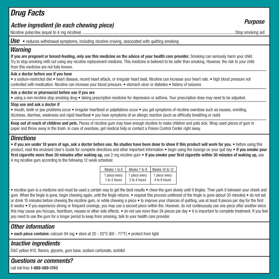 Nicorette Nicotine Gum Original 4mg 170ct