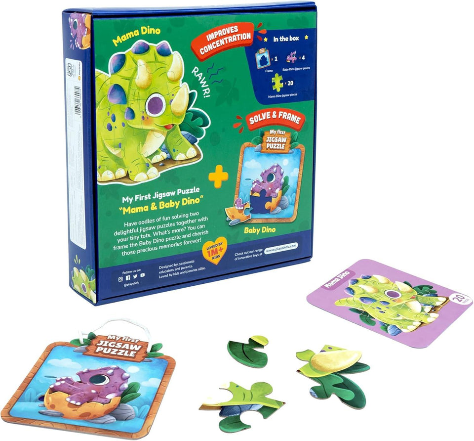 LoveDabble Dinosaur Puzzles for Kids - My First Jigsaw Puzzle - Mama & Baby Dino | Puzzles for Kids Ages 2-4 | Animal Puzzles for Toddlers and Kids