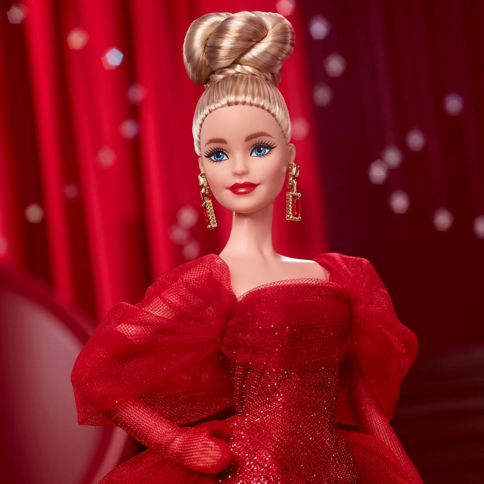 Barbie Signature 80th Anniversary Doll – Red Tulle Gown, Blonde, Collectible