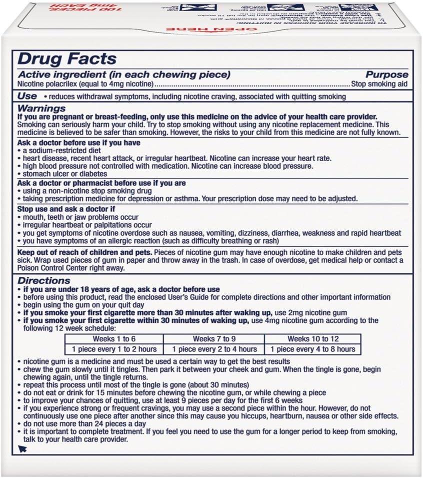 Nicorette Nicotine Gum White Ice Mint 4mg 100ct