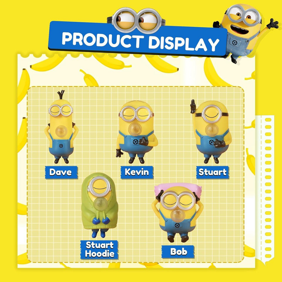 Minions Blind Box Figures, Banana Rocking Sleeping Bag, Keychain Stress Relief, Squishy Stress Toys for All Ages, 1 Pack
