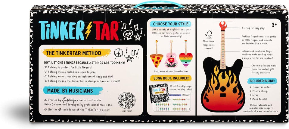TinkerTar - Flame Electric Guitar - The Easiest Way to Start and Learn Guitar - 1 Stringed Toy Instrument for Kids Perfect Intro to Music for Young Kids Ages 3 and up - from Buffalo Games