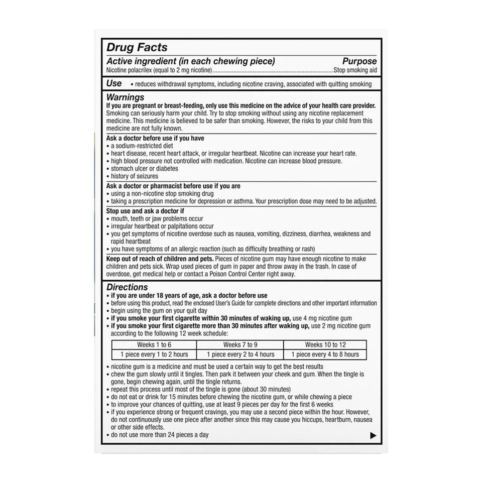 Nicorette Nicotine Gum White Ice Mint 2mg 100ct