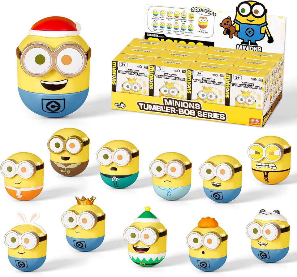 Minions Blind Box Figures, Mini Wobbler Toy Action Figures for Home Decor Desk Accessories, Despicable Me Collectible Toys for Adults & Kids Ages 3+, Tumbler Bob Series
