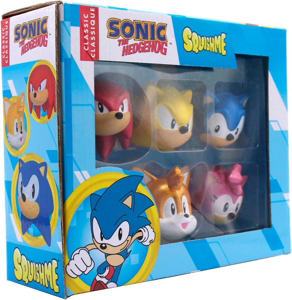 Sonic The Hedgehog SquishMe Series 1 Collectors Box 6-Pack: Stress Relief Toy, Party Favor & Fidget Toys for Kids - Entire Series 1 Set w/Sonic Figures, and Squishies