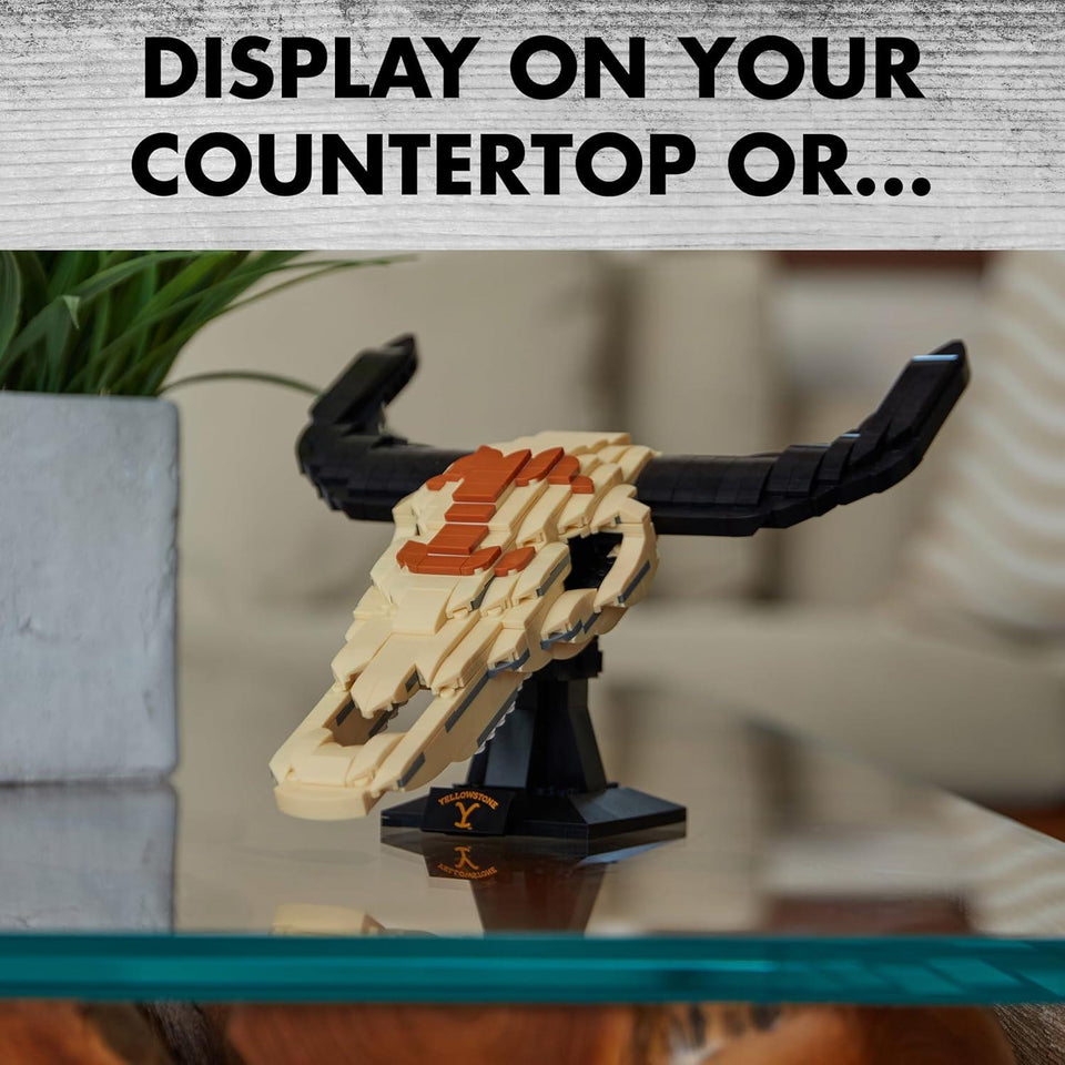 Brickcraft Yellowstone Cow Skull 563pc Building Set – Officially Licensed