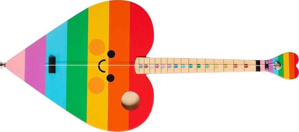 TinkerTar - Rainbow Heart - The Easiest Way to Start and Learn Guitar - Premium Wood Construction - 1 Stringed Toy Instrument for Kids Perfect Intro to Music for Ages 3 and up - from Buffalo Games
