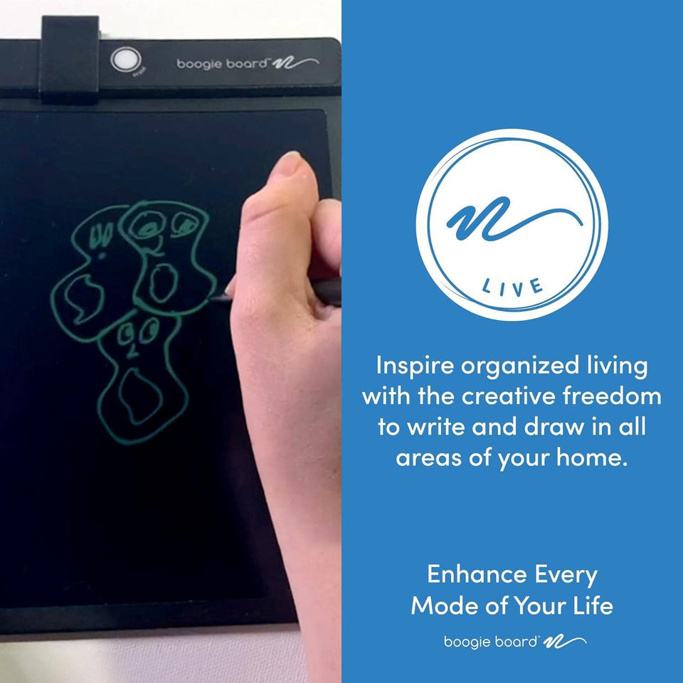 Boogie Board Basics Reusable Writing Pad - Digital Drawing Tablet, LCD Writing Pad with Instant Erase, Includes Stylus Pen (BLACK)