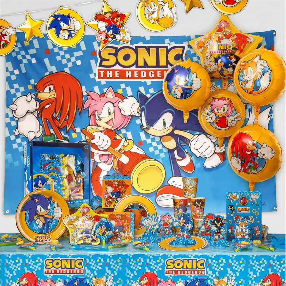Sonic The Hedgehog Party in a Box Kit 107pcs Birthday Balloons Decorations