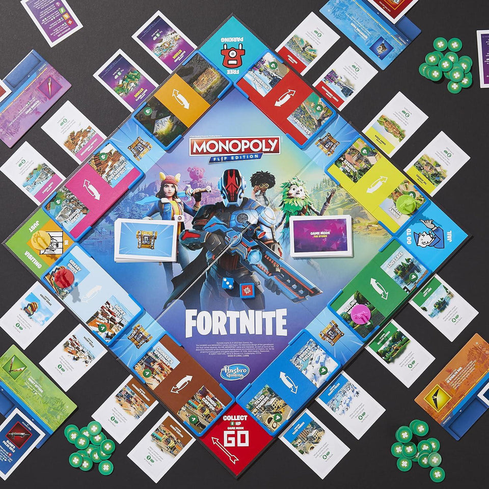 Monopoly Flip Edition: Fortnite Board Game, Monopoly Game Inspired by Fortnite, Ages 13+