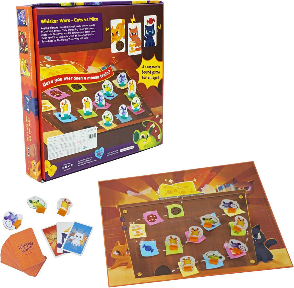 LoveDabble Cheese Heist Showdown! Whisker Wars: Join The Furry Frenzy as Your Cats Race to Stop Pesky Mice | Exciting Board Games & Puzzles for Kids & Family | 2-4 Players | Birthday Gifts for Kids