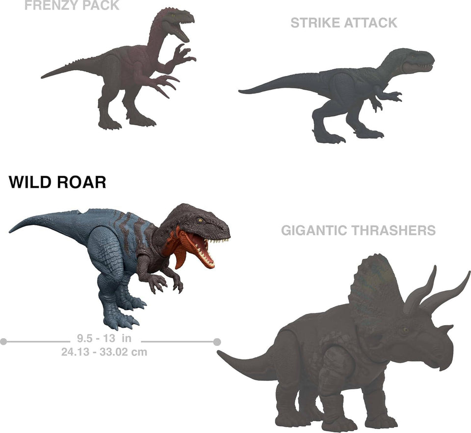 Mattel Jurassic World Wild Roar Ceratosaurus Dinosaur Action Figure Toy with Chomp Attack, Light Up Feature & Roar Sound, Scan Code for Digital Play