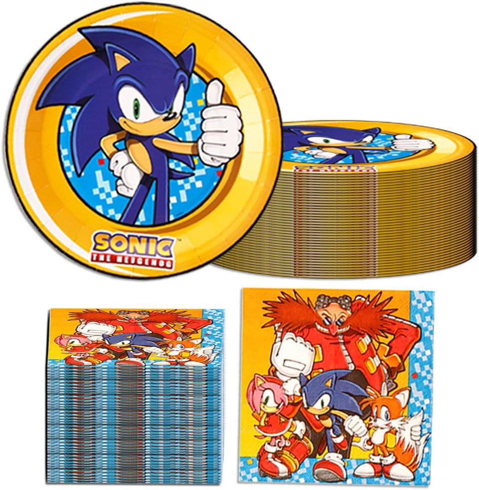 Sonic The Hedgehog Birthday Party Kit - Sonic 80 Piece - Plates & Napkins