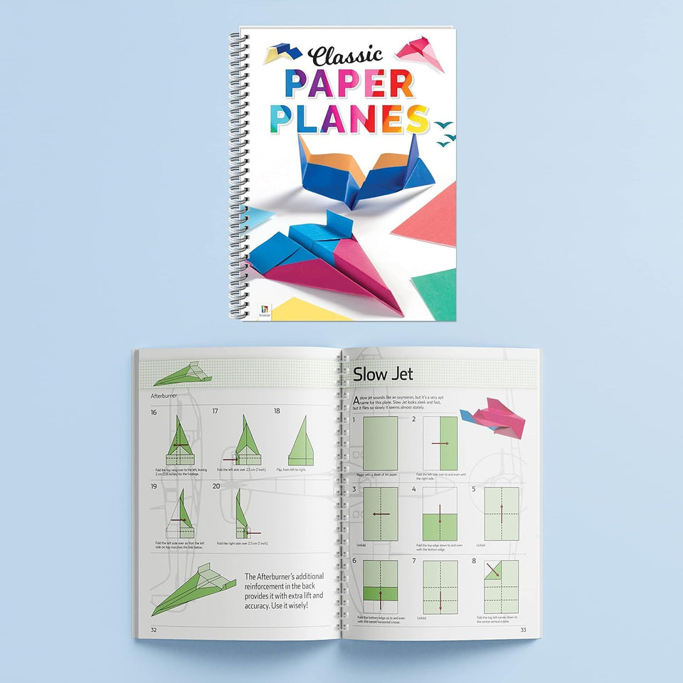 Classic Paper Planes Kit - Includes 25 Sheets of Paper & Instruction Book, Master 20, Learn New Folding Techniques, Indoor Activity Books for Kids & Adults Alike, Ages 6+