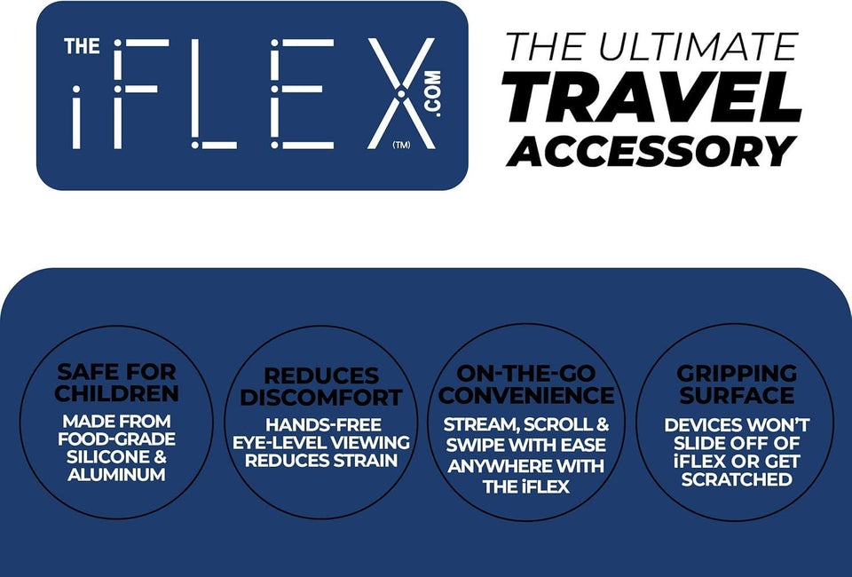 iFLEX Buddy Cell Phone and Tablet Stand Companion - Ideal for Air Travel, Work, and Home Use - Flexible Holder for All Mobile Devices - The Ultimate iPhone Cell Phone Stand Solution