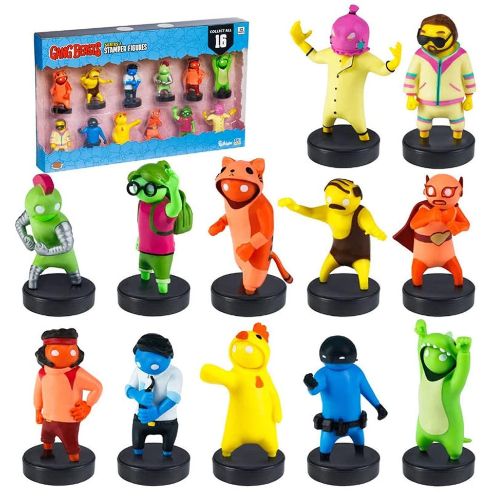 Gang Beasts Ink Stamper 12pk Pajamas Cyborg Cat Character Figure Set PMI International