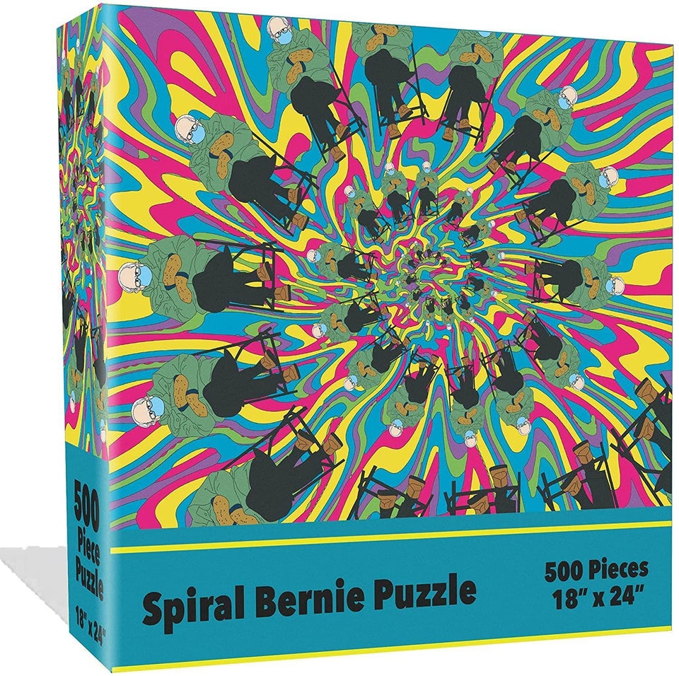 Spiral Psychedelic Bernie Sanders Jigsaw Puzzle 500pc Meme Cartoon Mighty Mojo