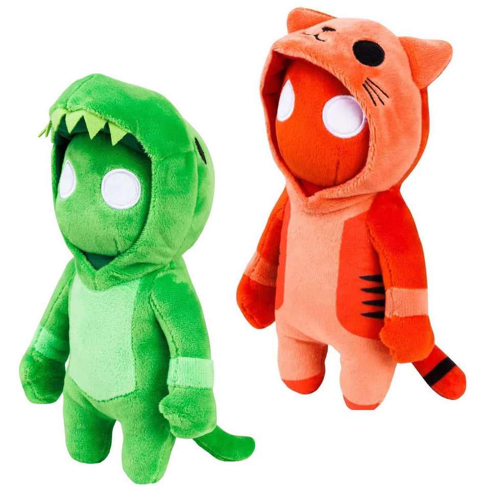 Gang Beasts Green Dragon Red Cat Plush 8" Doll Video Gaming Character Bundle Set PMI International