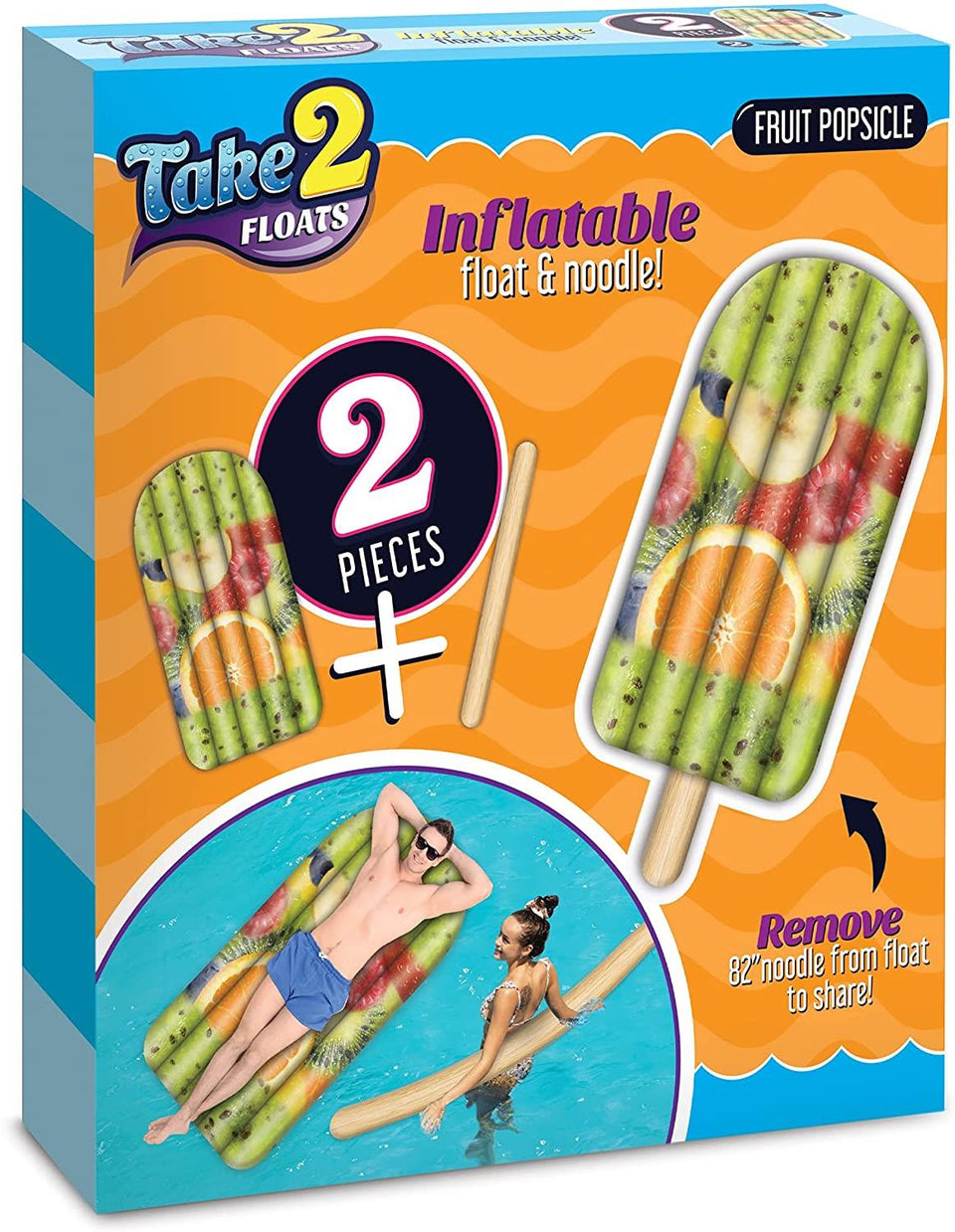 Fruit Popsicle Inflatable Pool Float Tube & Noodle 2-in-1 Floats Raft Mighty Mojo